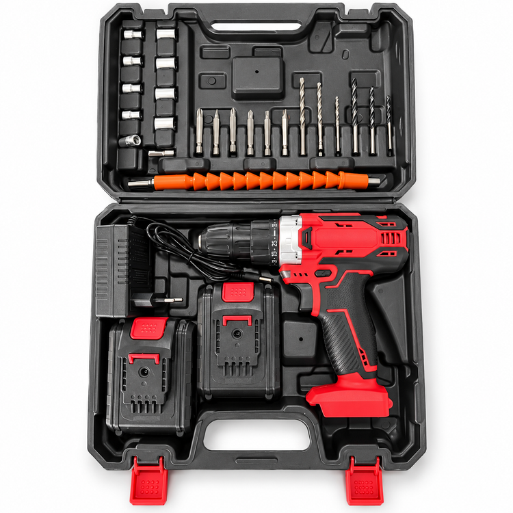 21V Cordless Hammer Drill Kit, 2 Batteries