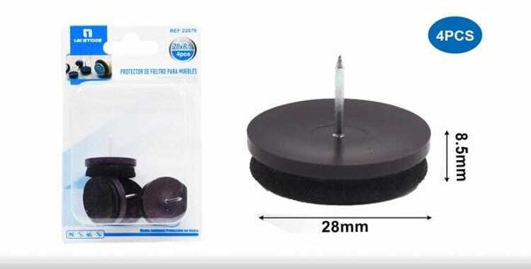 Screw-On Felt Furniture Pads, 4-Pack