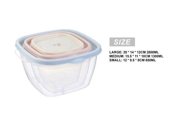 3-Piece Heart-Shaped Square Food Storage Set