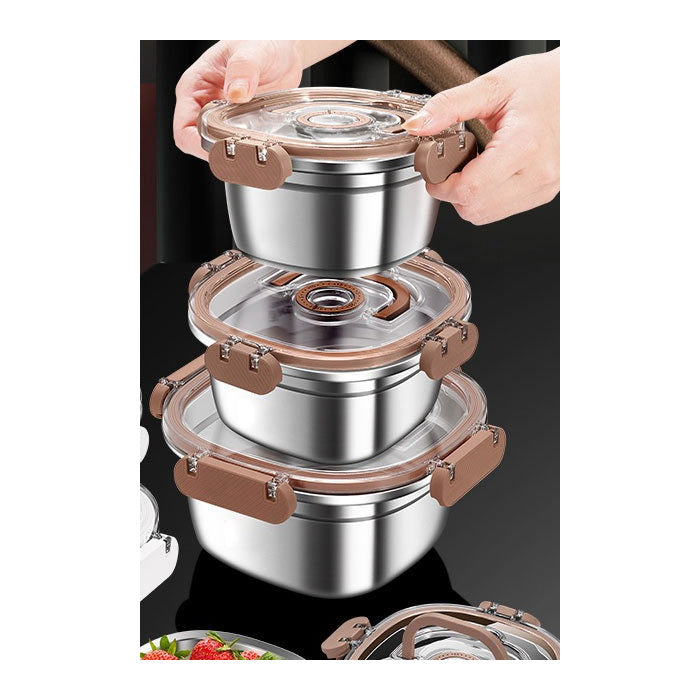 304 Stainless-Steel Food Container Set, 3-Piece
