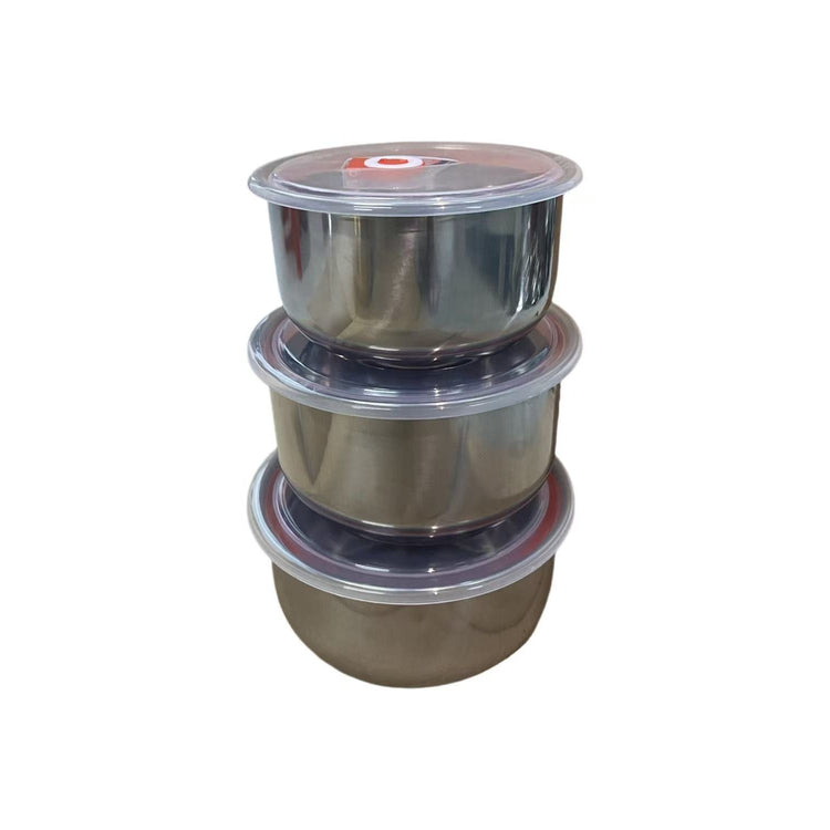Thick-Gauge Stainless-Steel Food Container Set, 3-Piece