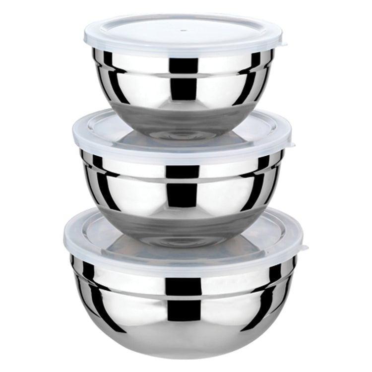 Stainless-Steel Food Storage Bowl Set, 3-Piece