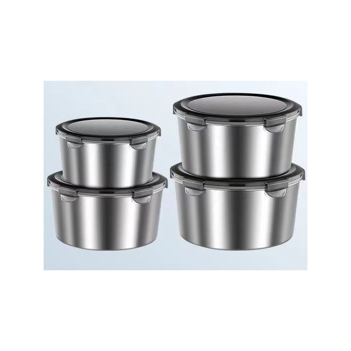 Brushed Stainless-Steel Food Container Set, 4-Piece