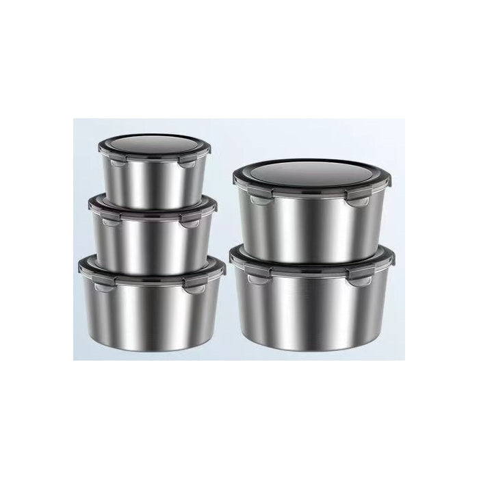 Brushed Stainless-Steel Food Container Set, 5-Piece