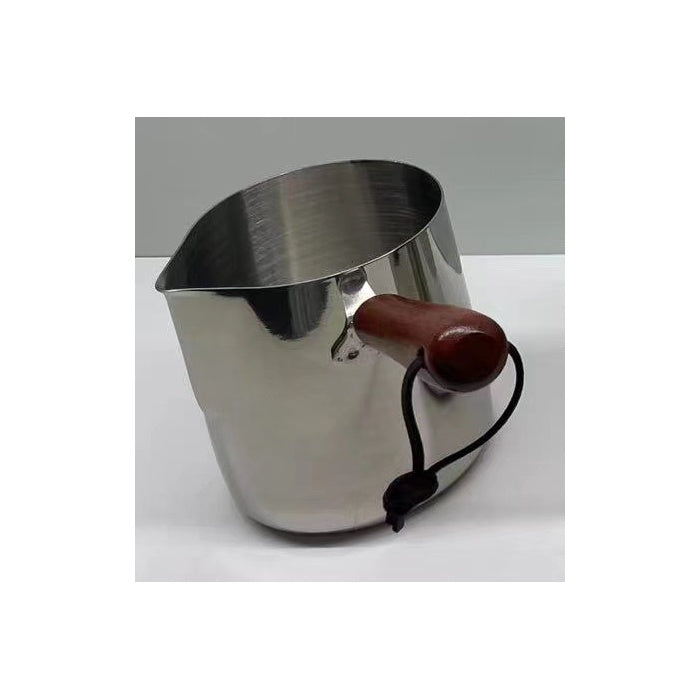 Wood-Handle Stainless-Steel Milk Frothing Pitcher