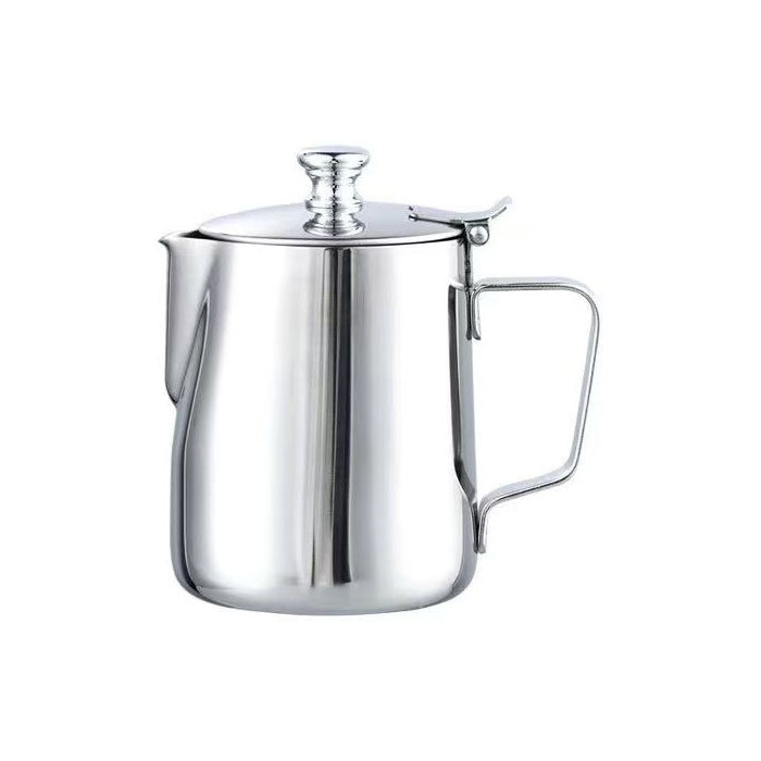 Lidded Stainless-Steel Milk Frothing Pitcher