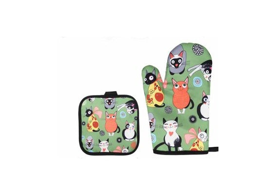 Cat Oven Mitt & Pot Holder Set 2 pcs / set