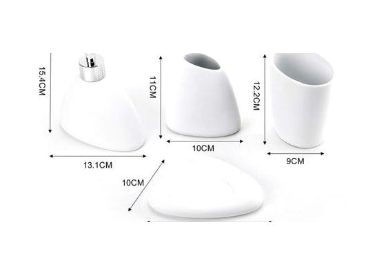 Triangular Bathroom Accessory Set, White, 4-Piece