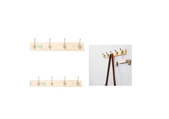 5-Hook Wooden Wall Rack