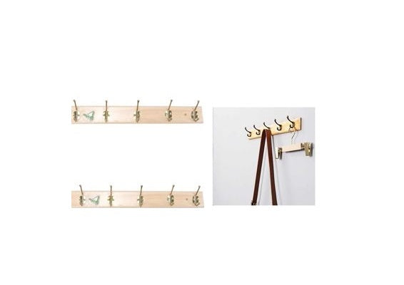 6-Hook Wooden Wall Rack