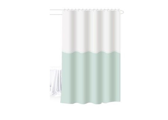 Two-Tone Fabric Shower Curtain, Sage Green, 70.9 × 70.9 in