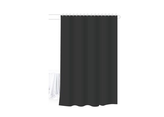 Solid Fabric Shower Curtain, Black, 70.9 × 70.9 in