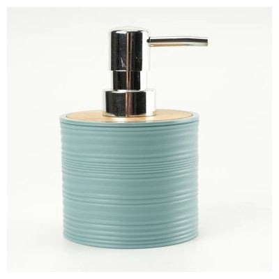 Hand Soap Dispenser With Horizontal Ripple Bamboo Lid Dusty Blue