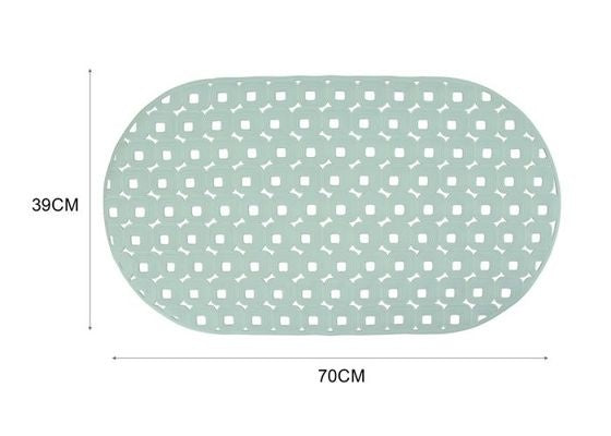 Oval Bath Mat, Sage Green, 27.6 × 15.4 in