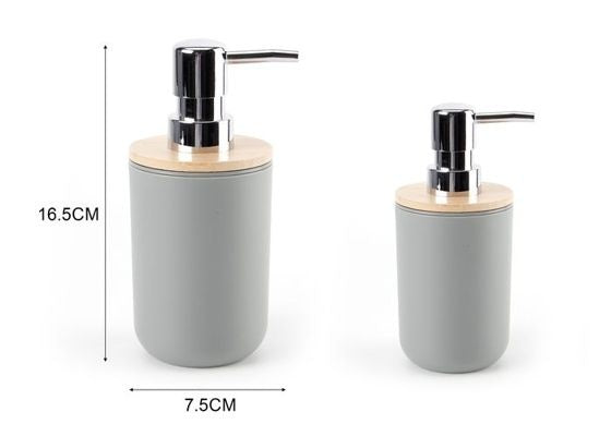 8033 Round Soap Dispenser With Bamboo Lid Grey