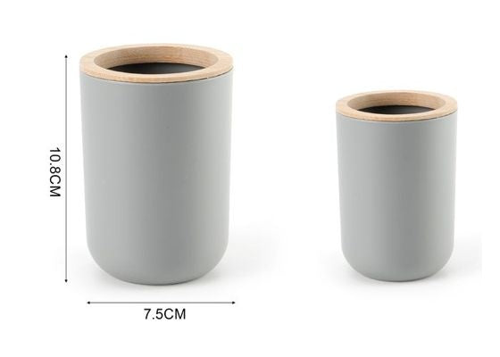 8033 Round Toothbrush Holder With Bamboo Lid Grey