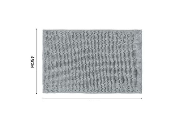 Short-Pile Chenille Bath Mat, Grey, 17.7 × 27.6 in