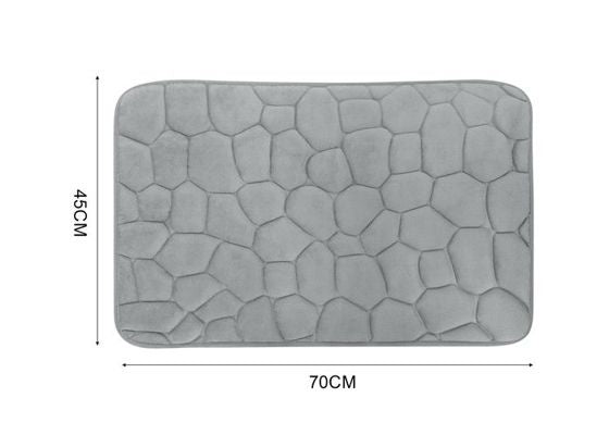 Deep Stone-Pattern Bath Mat, Grey, 17.7 × 27.6 in