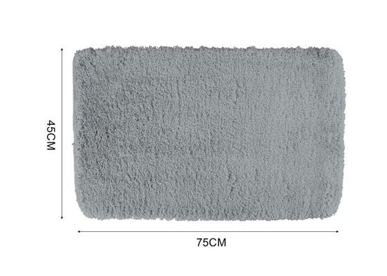 Long-Pile Bath Mat, Grey, 17.7 × 29.5 in