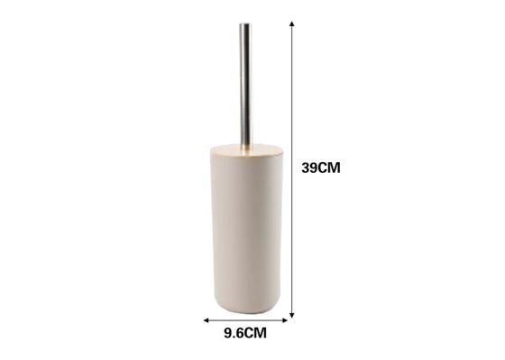 Round Bamboo Lid Toilet Brush - Beige