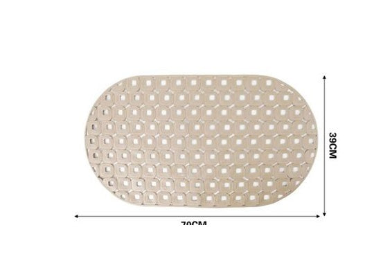 Oval Bath Mat, Beige, 27.6 × 15.4 in