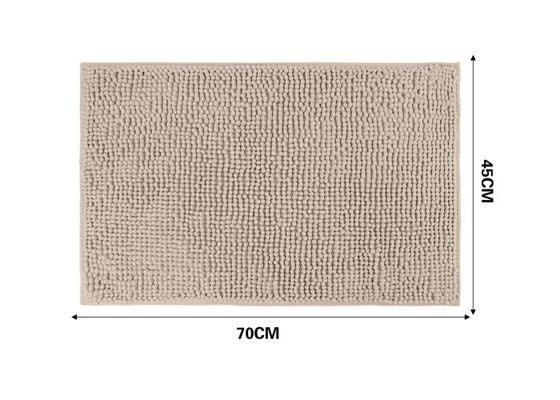Short-Pile Chenille Bath Mat, Beige, 17.7 × 27.6 in