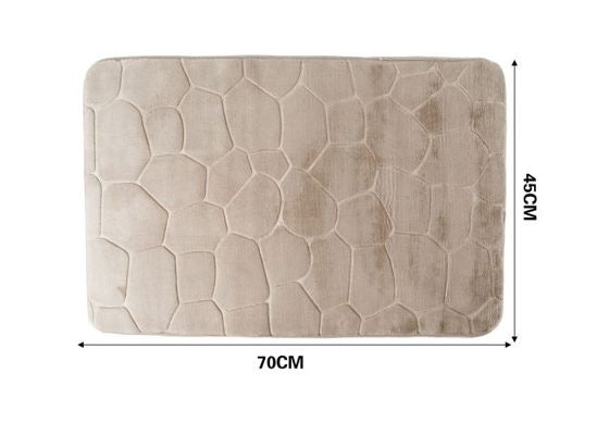 Deep Stone-Pattern Bath Mat, Beige, 17.7 × 27.6 in