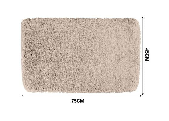 Long-Pile Bath Mat, Beige, 17.7 × 29.5 in