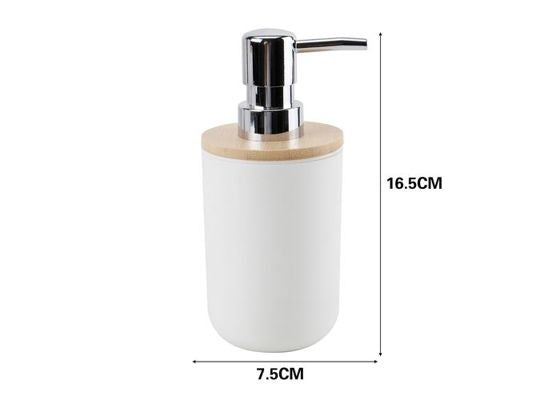 Round Soap Dispenser With Bamboo Lid White