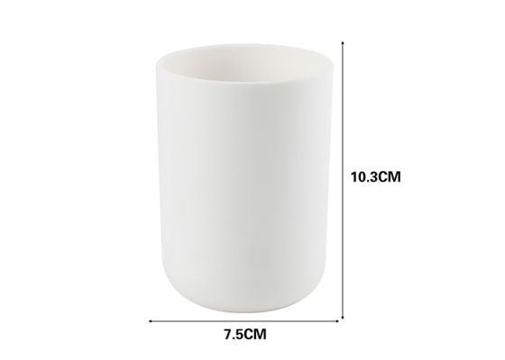Round Rinsing Cup with Bamboo Accent, White