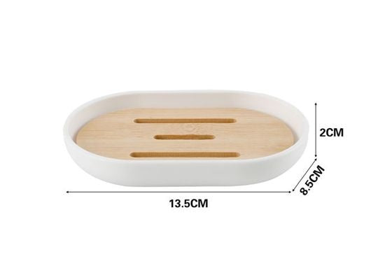 Round Soap Dish With Bamboo Lid White