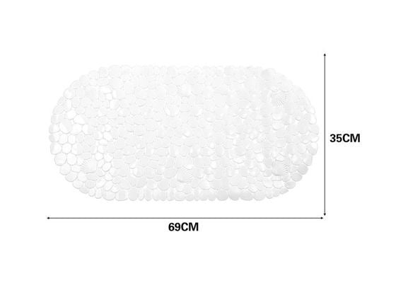 Stone-Pattern Bath Mat, White, 27.2 × 13.8 in