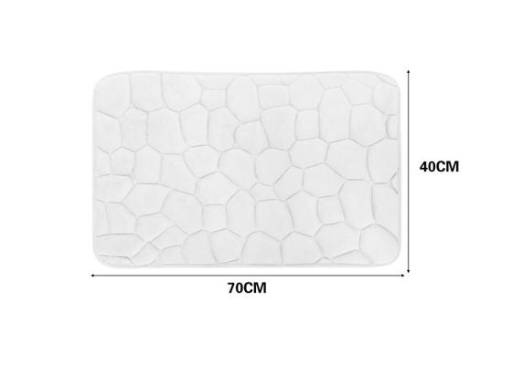 Deep Stone-Pattern Bath Mat, White, 17.7 × 27.6 in