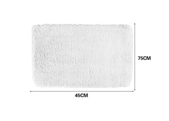 Long-Pile Bath Mat White 17.7 X 29.5 In