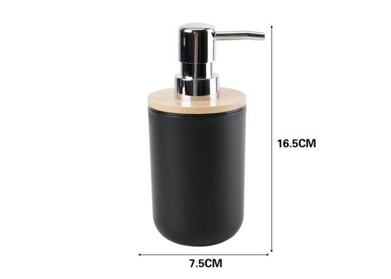 Round Soap Dispenser With Bamboo Lid Black