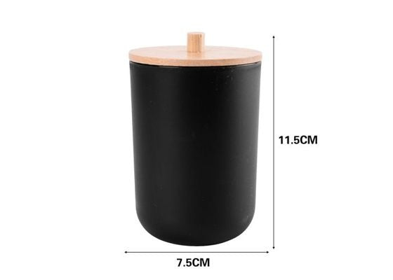 Round Cotton Swab Jar Black