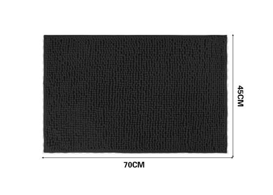 Short-Pile Chenille Bath Mat, Black, 17.7 × 27.6 in
