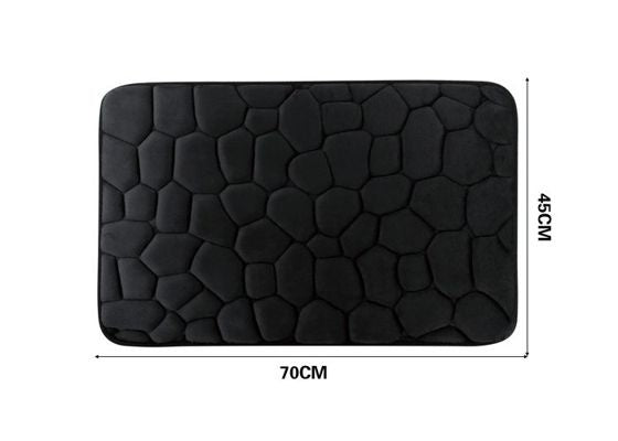 Deep Stone-Pattern Bath Mat, Black, 17.7 × 27.6 in