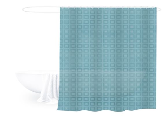 3D Flash Square-Pattern Shower Curtain, Dusty Blue, 70.9 × 70.9 in