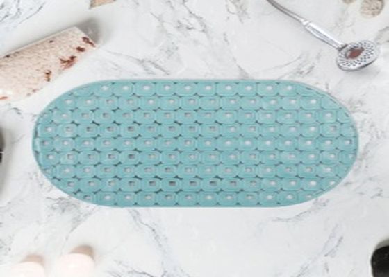 Oval Bath Mat, Dusty Blue, 27.6 × 15.4 in