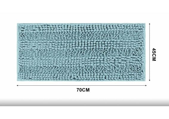 Thick-and-Thin Chenille Bath Mat, Dusty Blue, 17.7 × 27.6 in