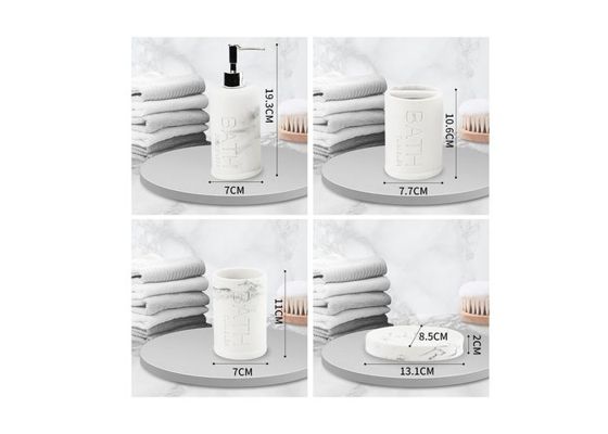 Marble-Pattern Bathroom Accessory Set, 4-Piece