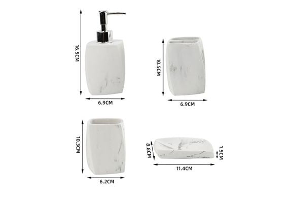 Twisted Marble-Pattern Bathroom Accessory Set, 4-Piece