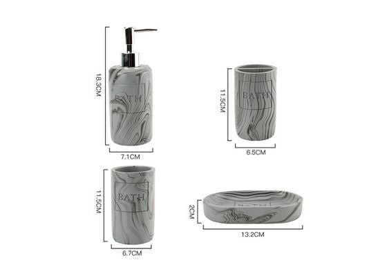 Wood-Grain Bathroom Accessory Set, 4-Piece