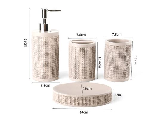 Linen-Texture Bathroom Accessory Set, 4-Piece