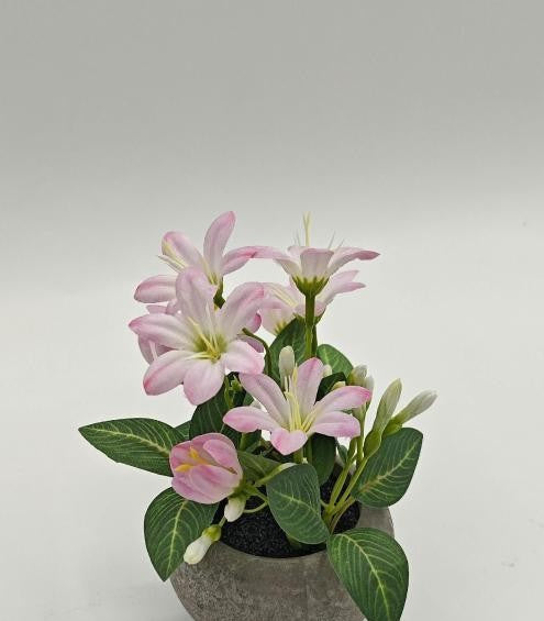 Artificial Pink Flower Arrangement - 5.5 x 5.5 x 7.5 in
