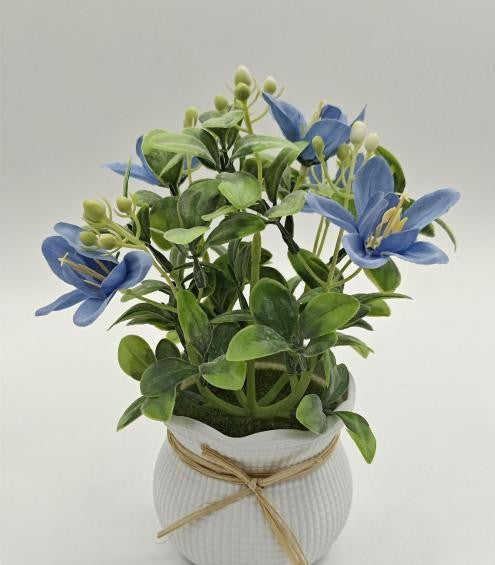 Artificial Blue Flower Arrangement - 9 x 9 x 9.5 in