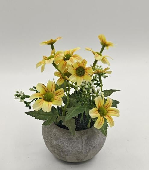 Artificial Yellow Daisy Arrangement - 5.5 x 5.5 x 7 in