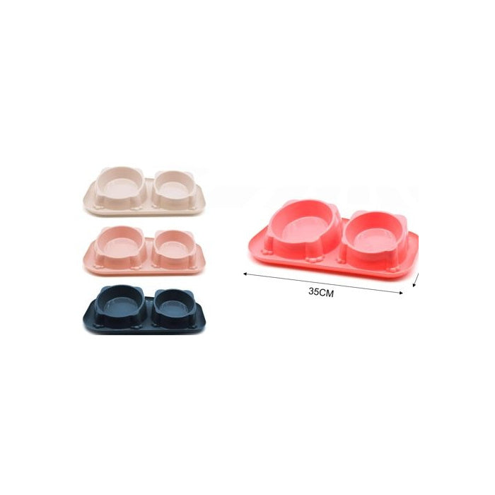 Spill-Proof Double Pet Bowls, 35 × 22 × 8.5 cm