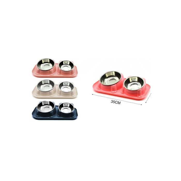 Spill-Proof Double Pet Bowls, 35 × 22 × 8.5 cm